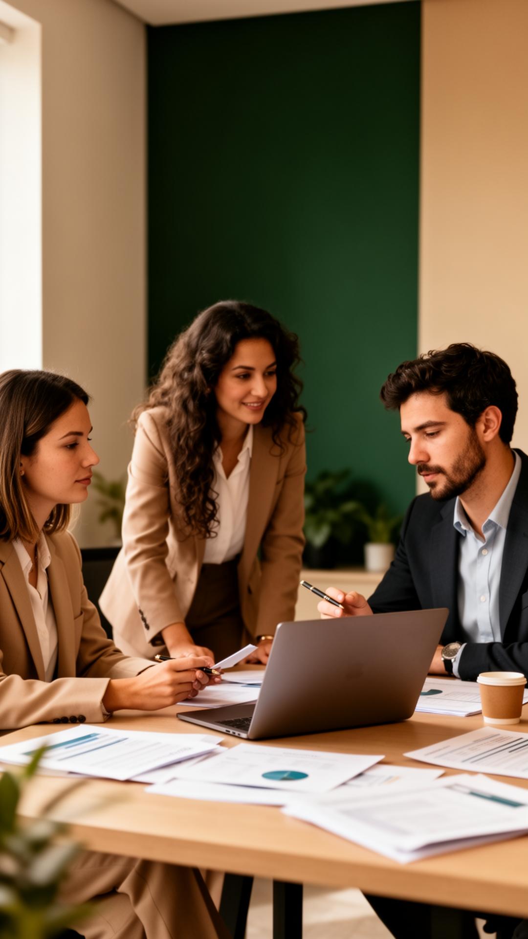 Equipe contábil Cluny em reunião colaborativa no escritório